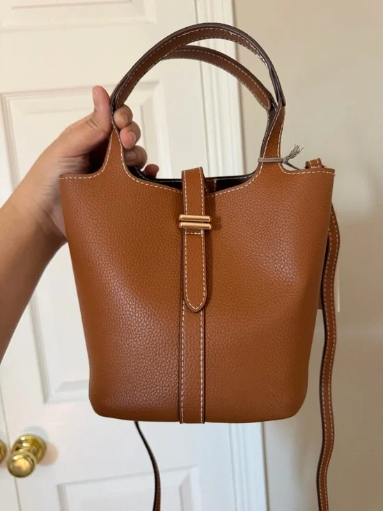 Classic Structured Tote in Saddle Brown - Picture 1 of 4